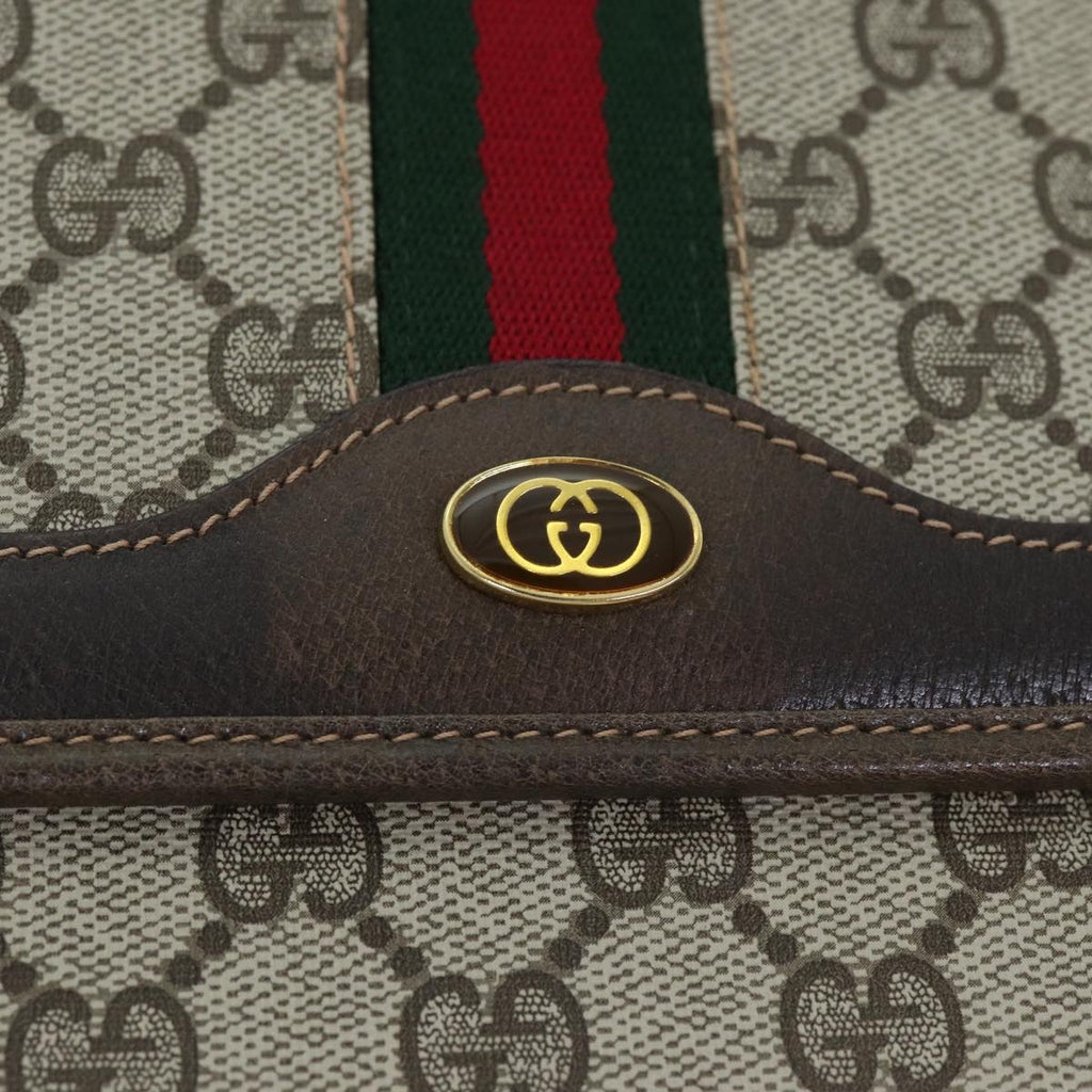 GUCCI GG Supreme Web Sherry Line Shoulder Bag PVC Beige Gold yk14770