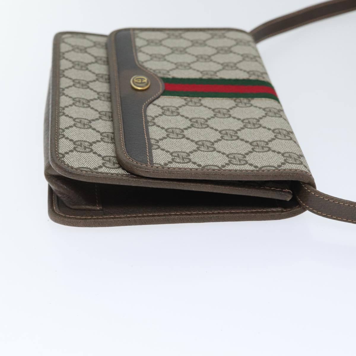 GUCCI GG Supreme Web Sherry Line Shoulder Bag PVC Beige Gold yk14770