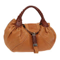 FENDI Spy Bag Shoulder Bag Leather Brown Gold yk14789