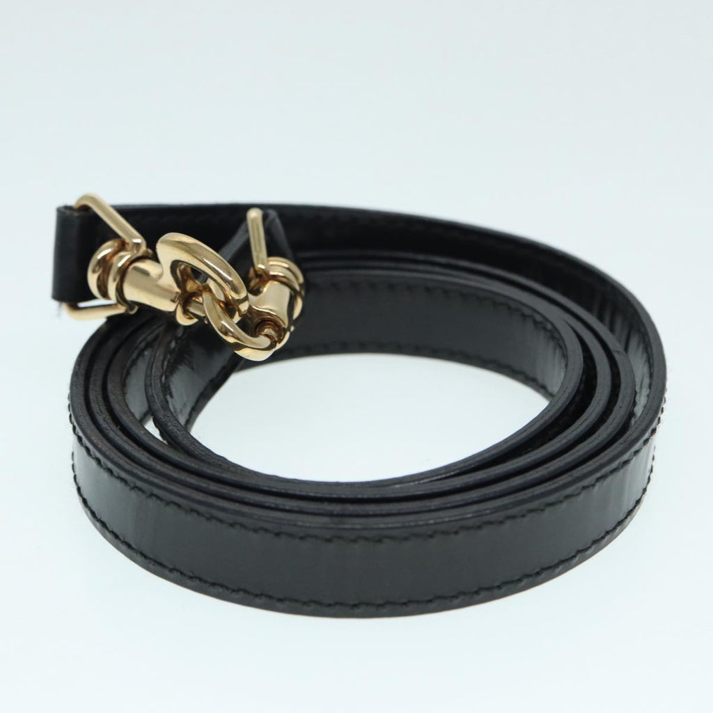 GUCCI Bamboo vanity Hand Bag Patent leather 2way Black Gold yk14795