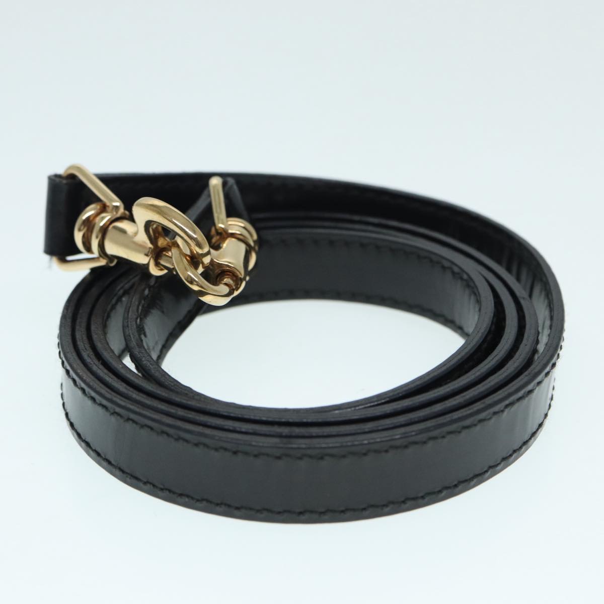 GUCCI Bamboo vanity Hand Bag Patent leather 2way Black Gold yk14795