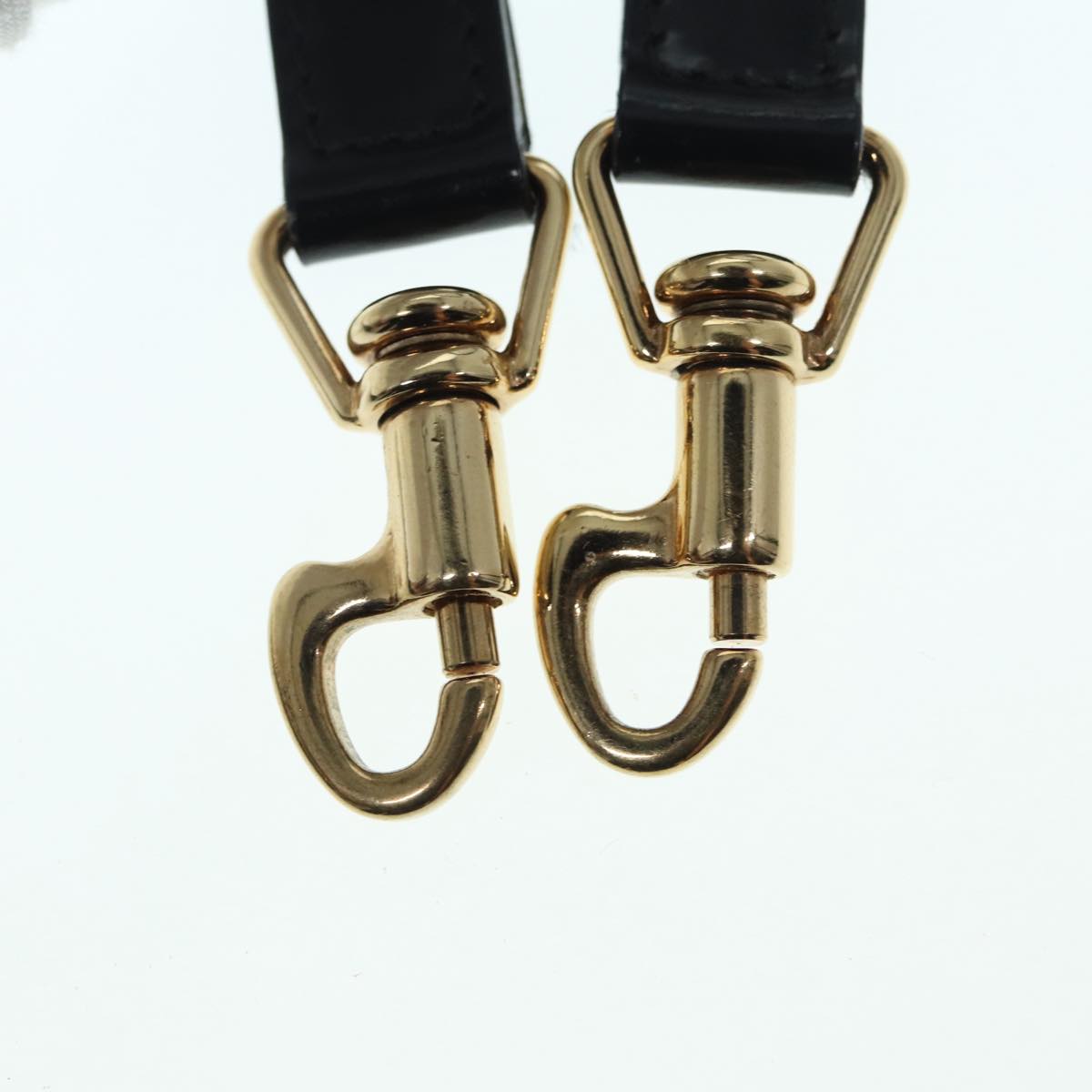 GUCCI Bamboo vanity Hand Bag Patent leather 2way Black Gold yk14795