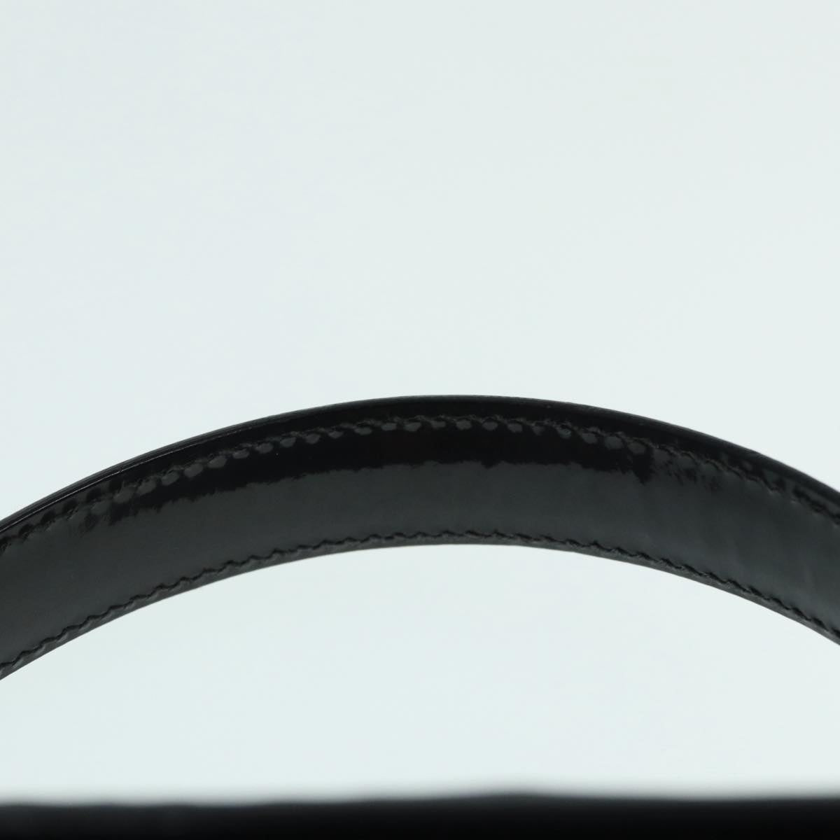 GUCCI Bamboo vanity Hand Bag Patent leather 2way Black Gold yk14795