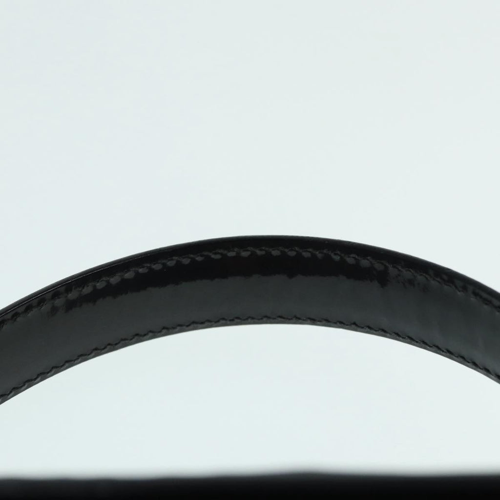 GUCCI Bamboo vanity Hand Bag Patent leather 2way Black Gold yk14795