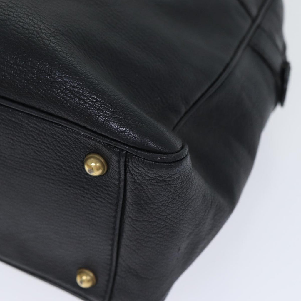 GUCCI Interlocking Shoulder Bag Leather Black Gold 121544 yk14805