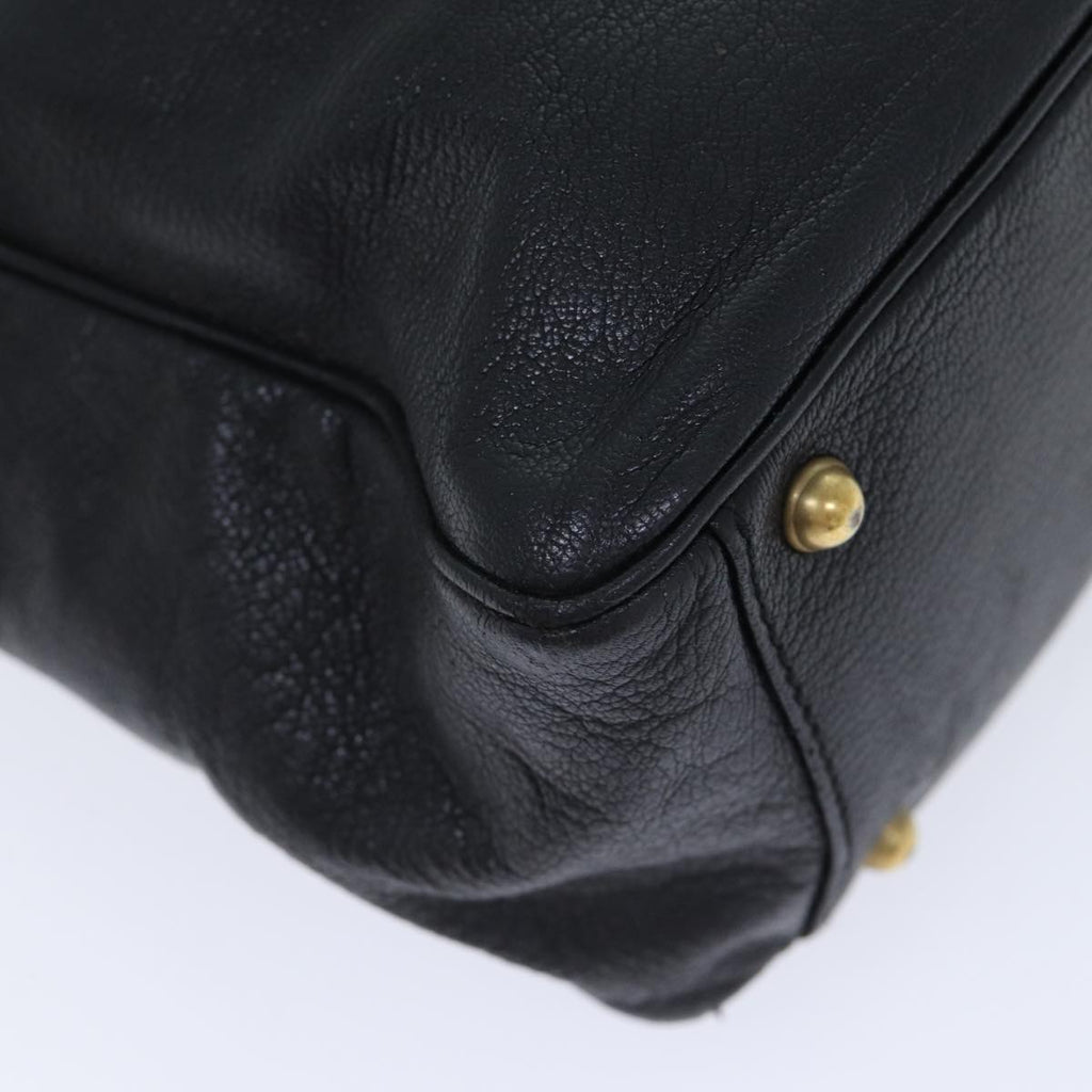 GUCCI Interlocking Shoulder Bag Leather Black Gold 121544 yk14805