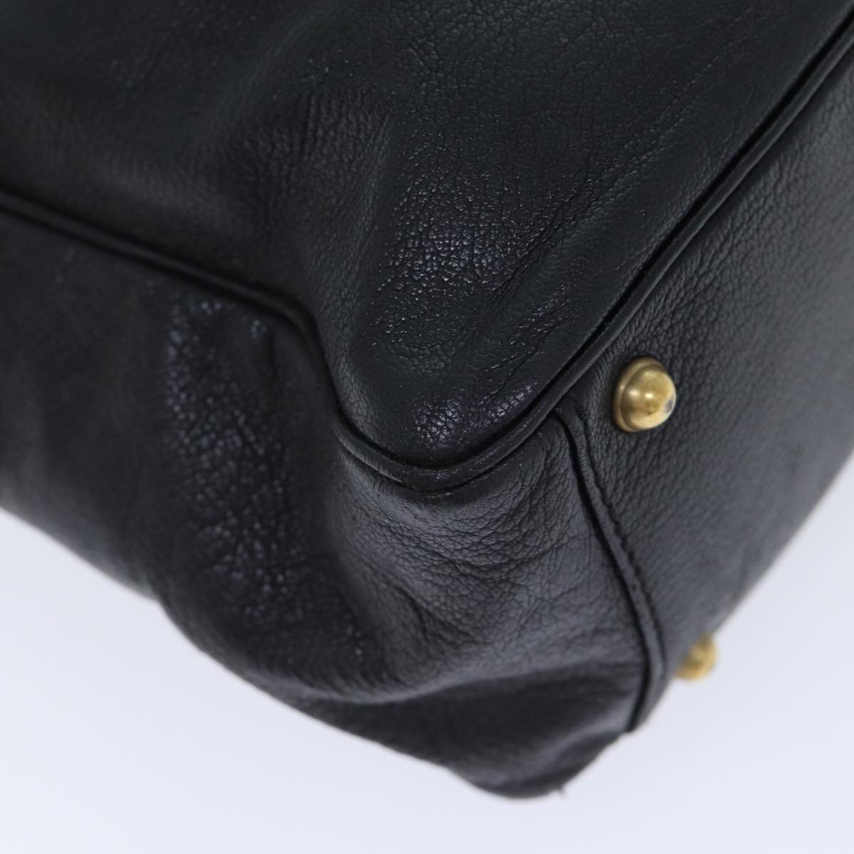 GUCCI Interlocking Shoulder Bag Leather Black Gold 121544 yk14805