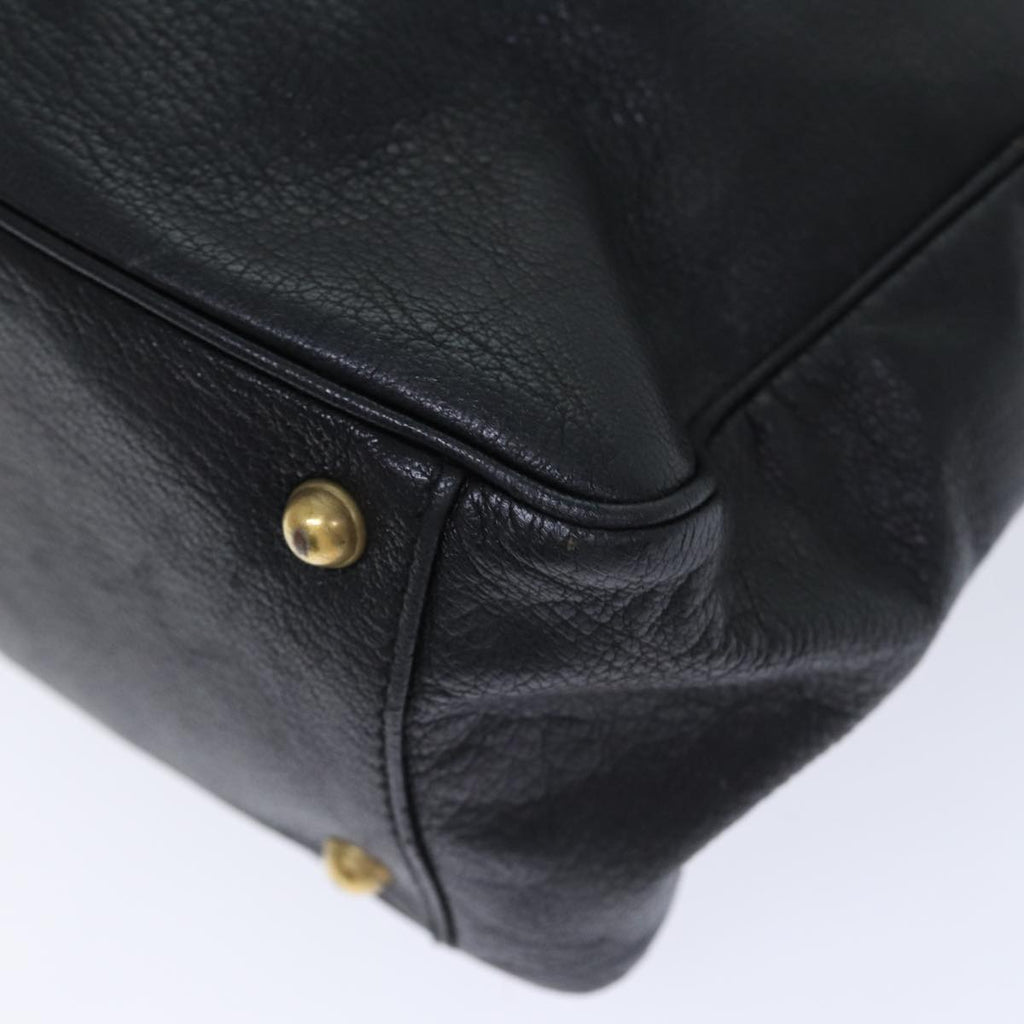 GUCCI Interlocking Shoulder Bag Leather Black Gold 121544 yk14805