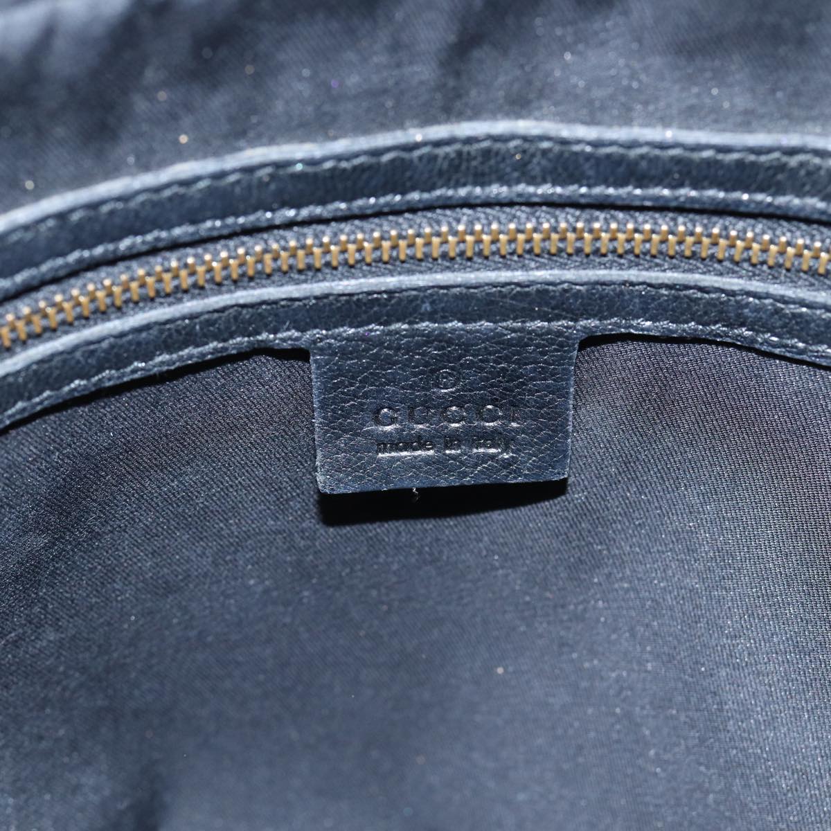 GUCCI Interlocking Shoulder Bag Leather Black Gold 121544 yk14805