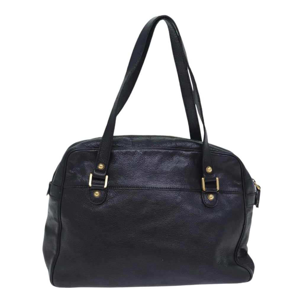 GUCCI Interlocking Shoulder Bag Leather Black Gold 121544 yk14805