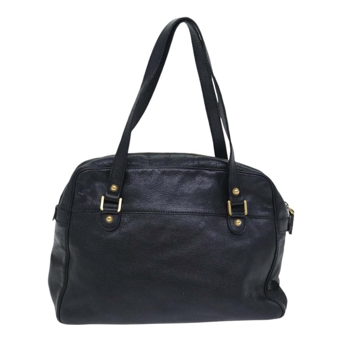 GUCCI Interlocking Shoulder Bag Leather Black Gold 121544 yk14805