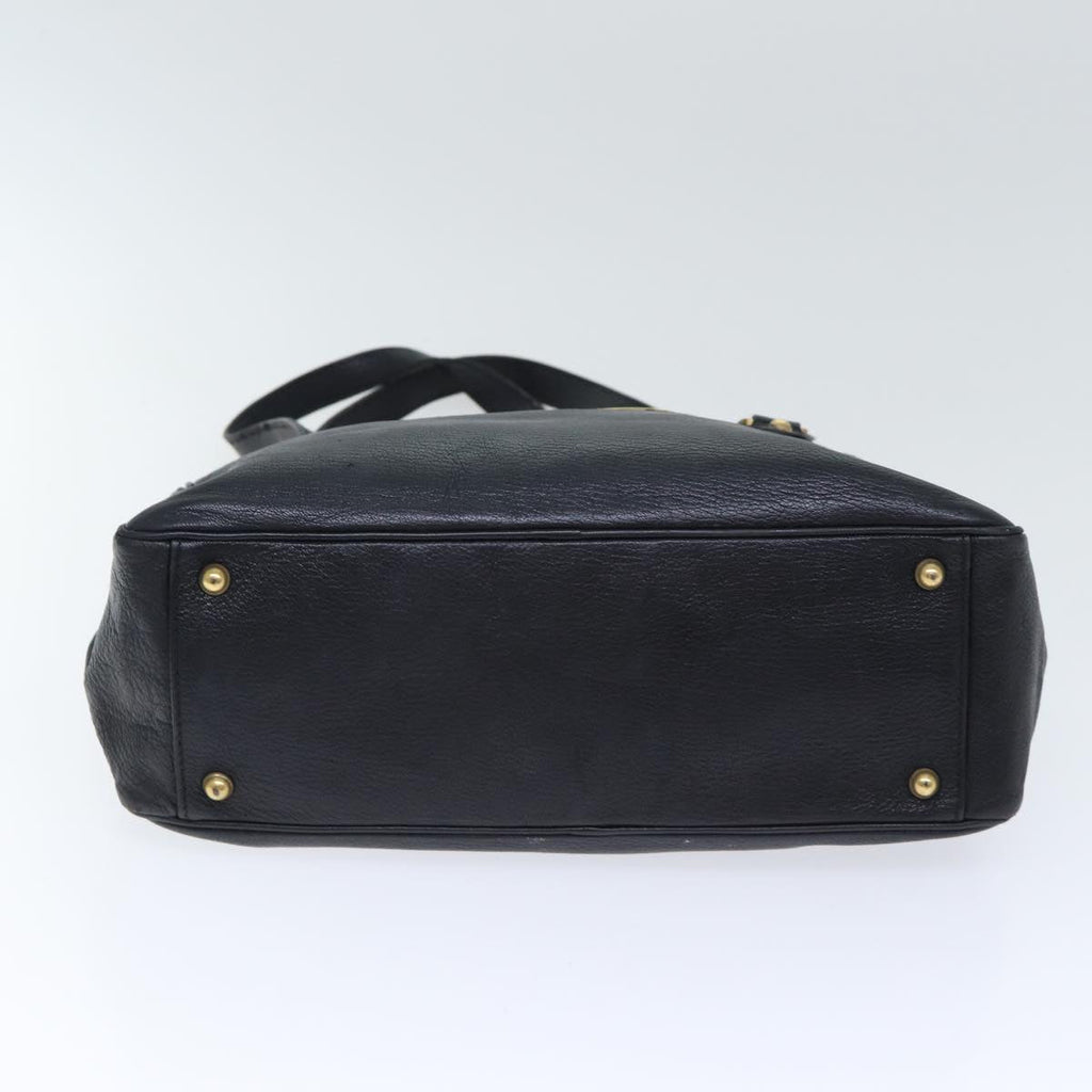 GUCCI Interlocking Shoulder Bag Leather Black Gold 121544 yk14805