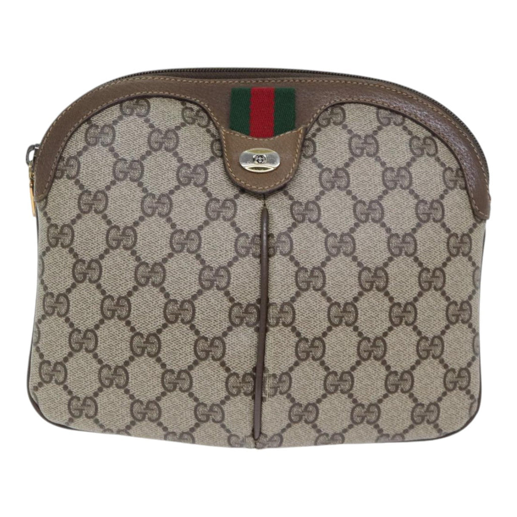 GUCCI GG Supreme Web Sherry Line Shoulder Bag PVC Beige 904 02 047 yk14807