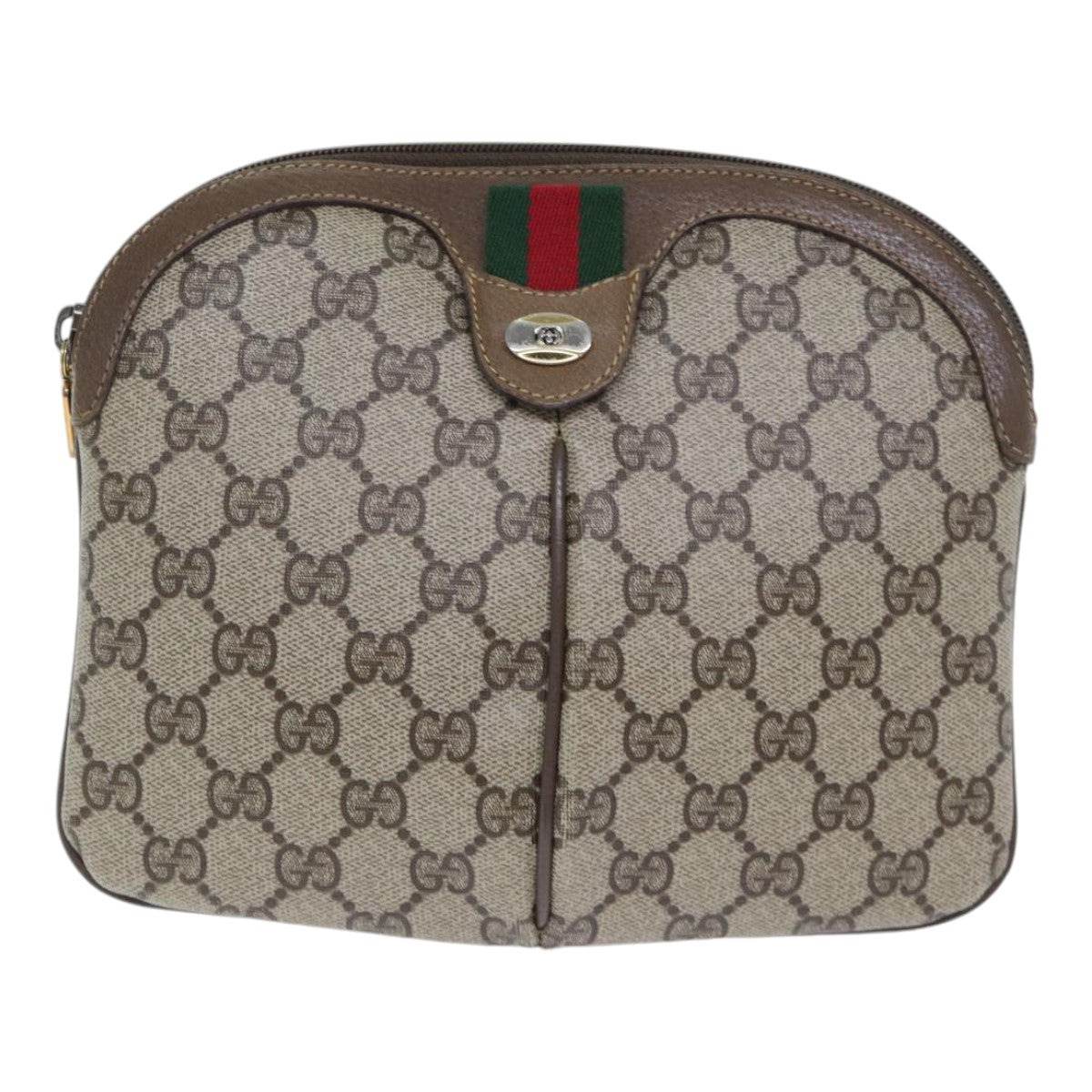 GUCCI GG Supreme Web Sherry Line Shoulder Bag PVC Beige 904 02 047 yk14807