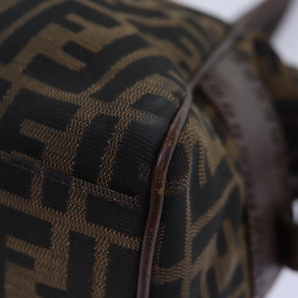 FENDI Zucca Canvas Hand Bag Brown Black yk14810