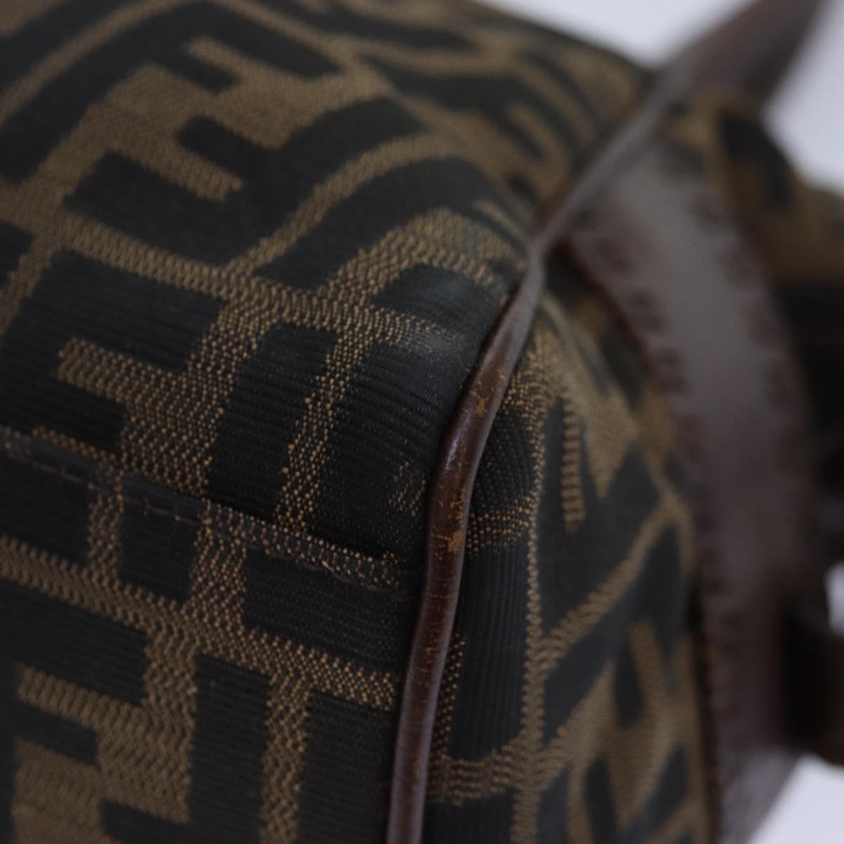 FENDI Zucca Canvas Hand Bag Brown Black yk14810