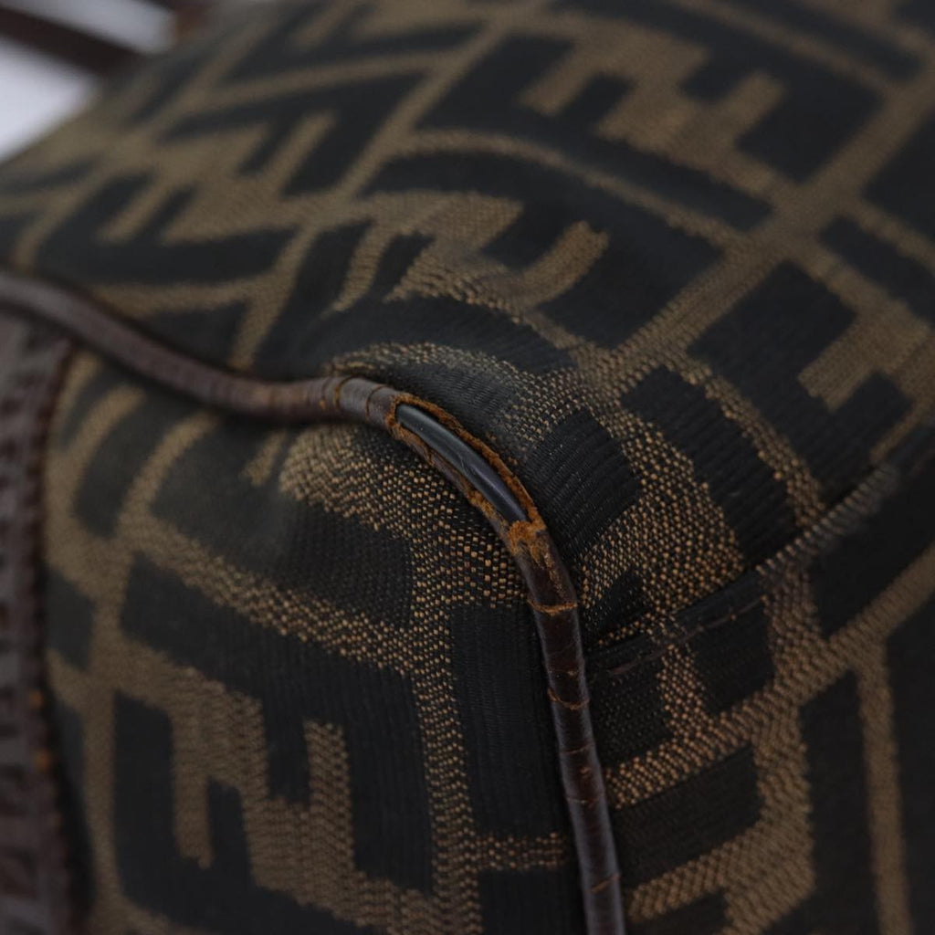 FENDI Zucca Canvas Hand Bag Brown Black yk14810