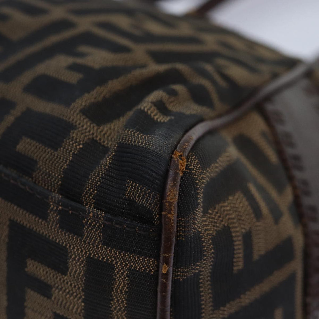 FENDI Zucca Canvas Hand Bag Brown Black yk14810