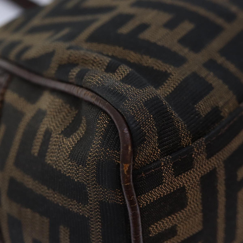 FENDI Zucca Canvas Hand Bag Brown Black yk14810
