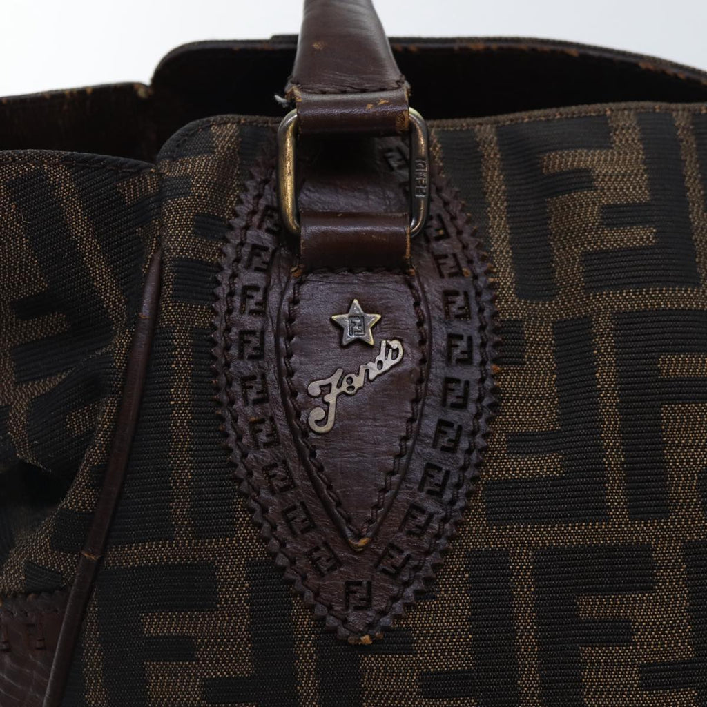 FENDI Zucca Canvas Hand Bag Brown Black yk14810