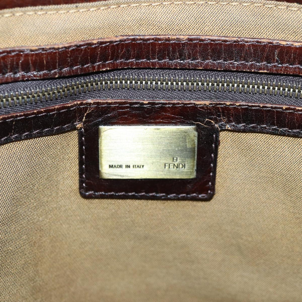 FENDI Zucca Canvas Hand Bag Brown Black yk14810
