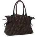 FENDI Zucca Canvas Hand Bag Brown Black yk14810