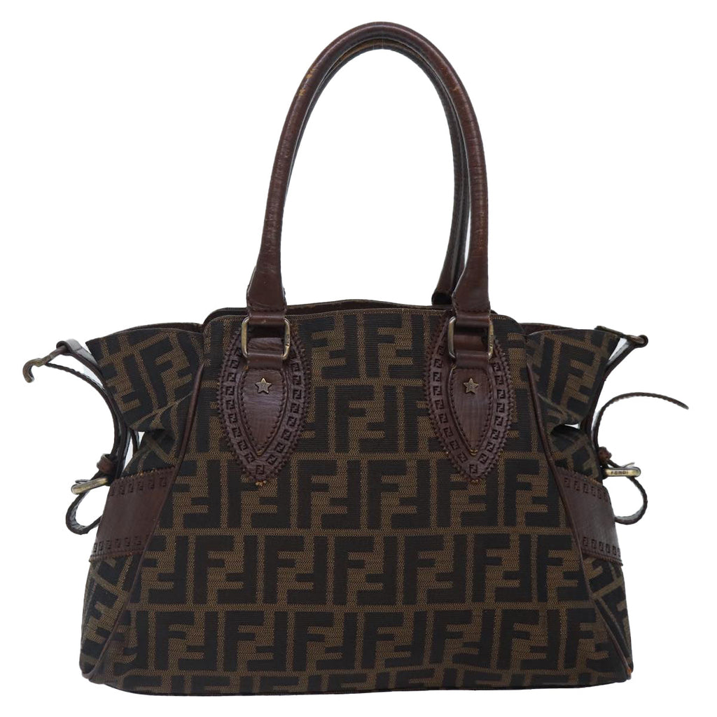 FENDI Zucca Canvas Hand Bag Brown Black yk14810