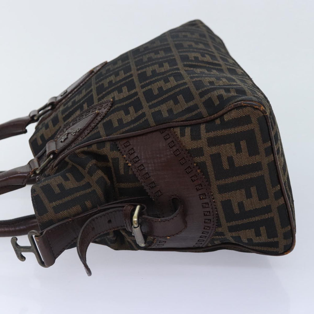 FENDI Zucca Canvas Hand Bag Brown Black yk14810