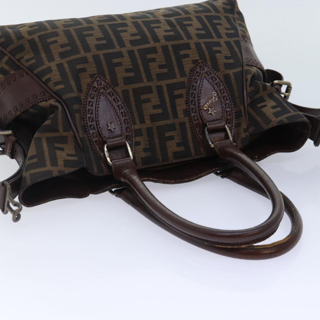 FENDI Zucca Canvas Hand Bag Brown Black yk14810