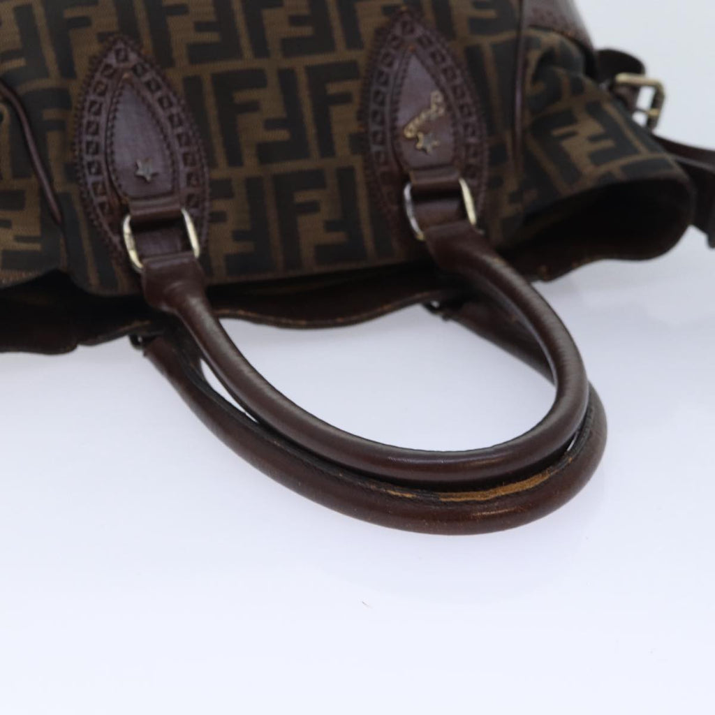 FENDI Zucca Canvas Hand Bag Brown Black yk14810