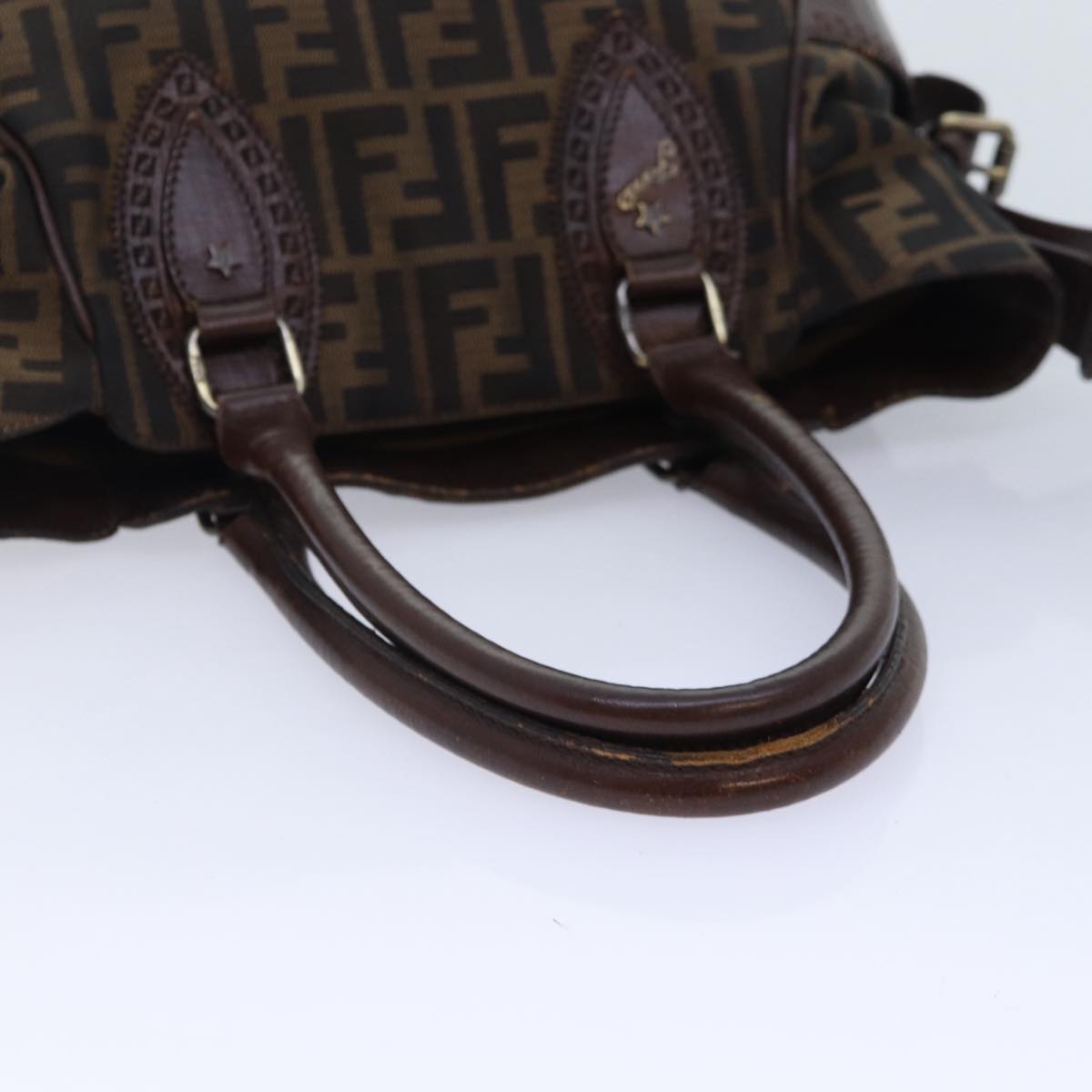 FENDI Zucca Canvas Hand Bag Brown Black yk14810