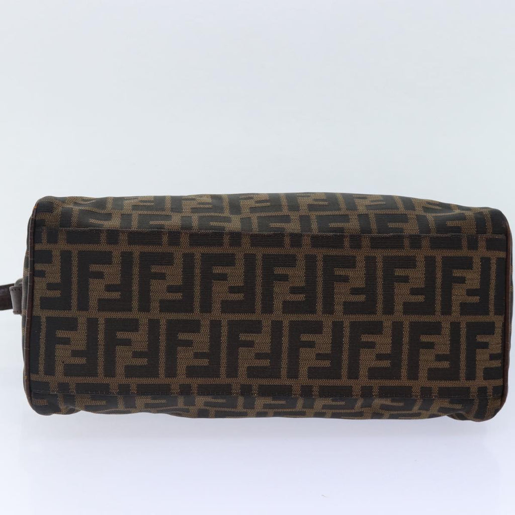 FENDI Zucca Canvas Hand Bag Brown Black yk14810