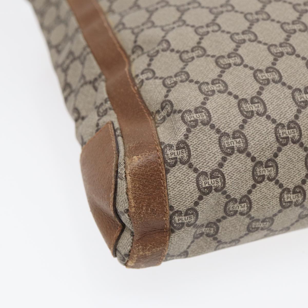 GUCCI GG Plus Supreme Tote Bag PVC Leather Beige Brown Gold yk14822
