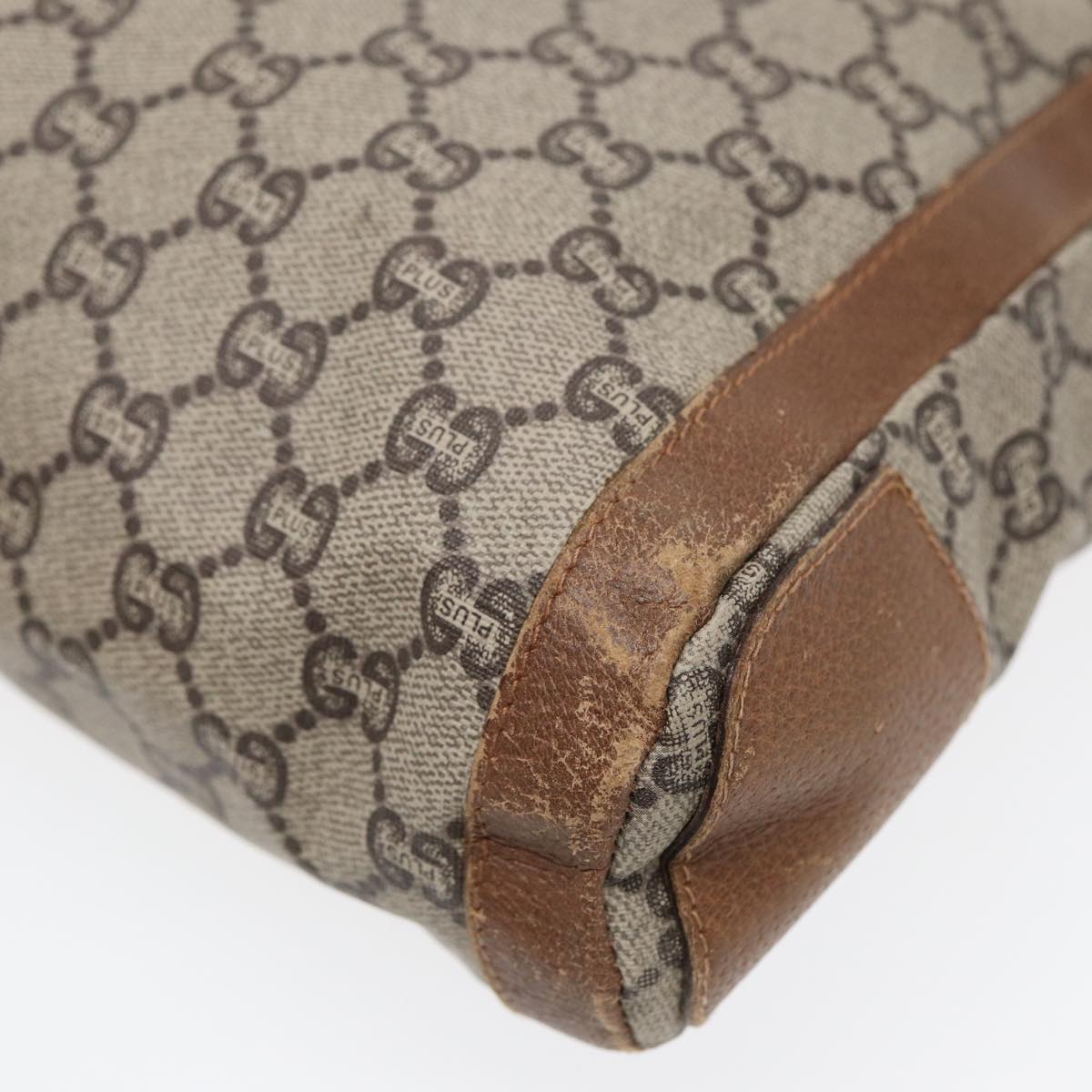 GUCCI GG Plus Supreme Tote Bag PVC Leather Beige Brown Gold yk14822