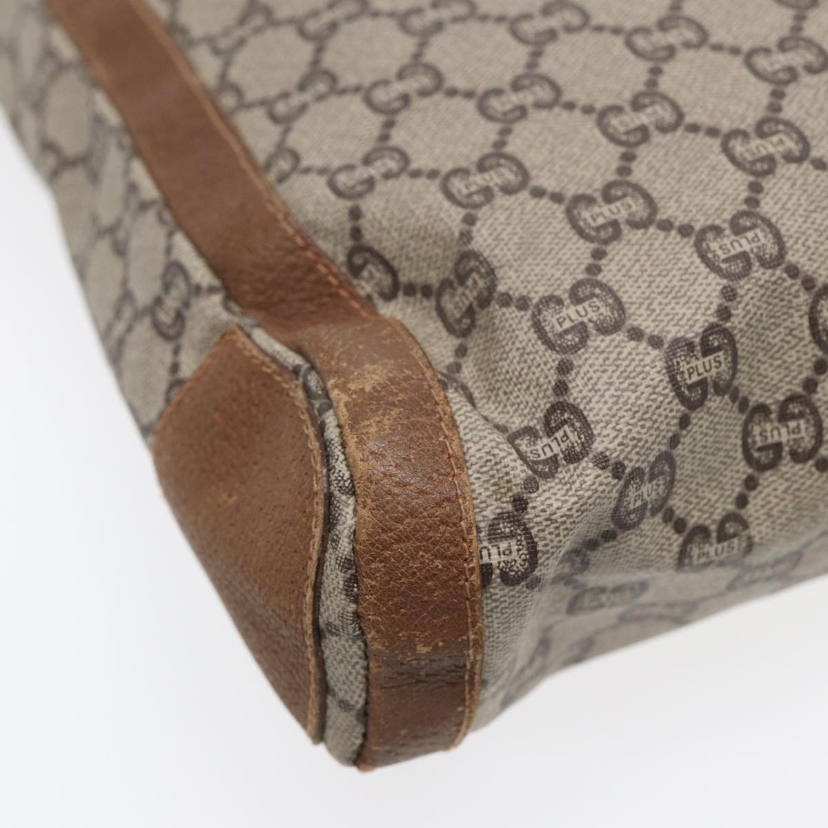GUCCI GG Plus Supreme Tote Bag PVC Leather Beige Brown Gold yk14822