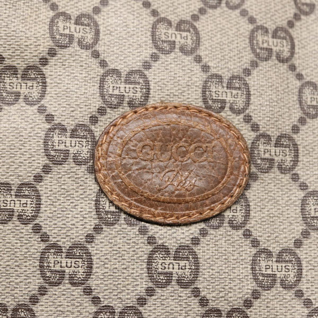 GUCCI GG Plus Supreme Tote Bag PVC Leather Beige Brown Gold yk14822