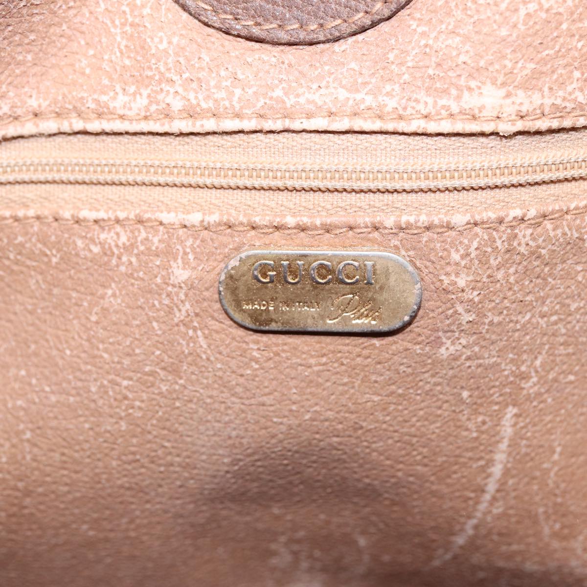 GUCCI GG Plus Supreme Tote Bag PVC Leather Beige Brown Gold yk14822