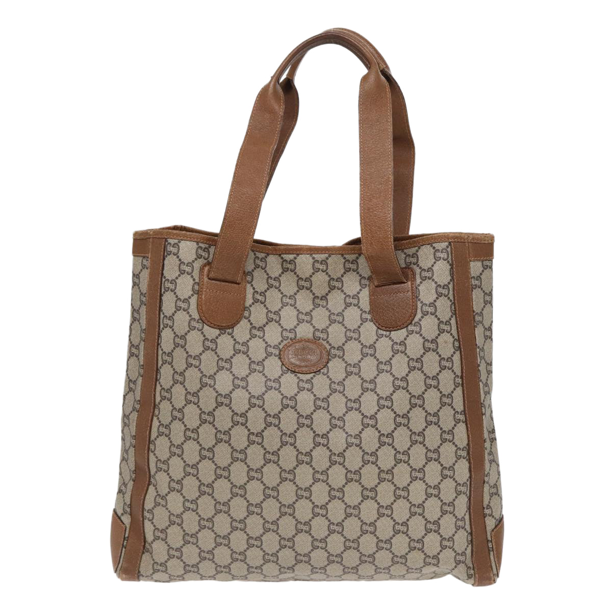 GUCCI GG Plus Supreme Tote Bag PVC Leather Beige Brown Gold yk14822
