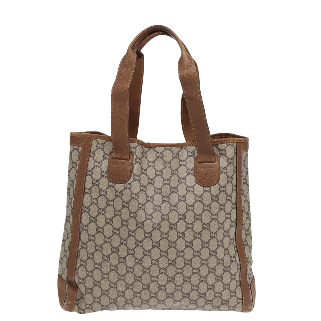 GUCCI GG Plus Supreme Tote Bag PVC Leather Beige Brown Gold yk14822