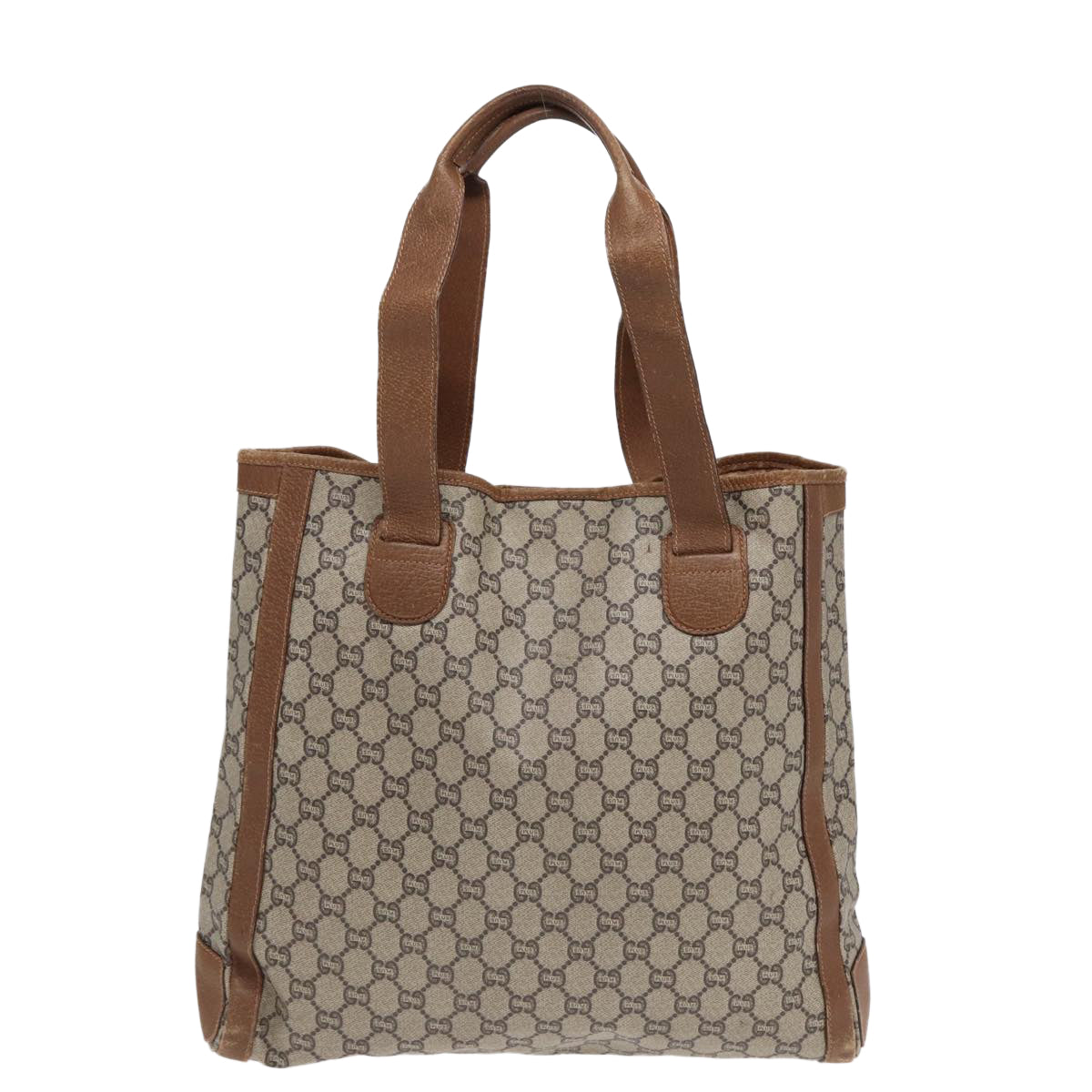 GUCCI GG Plus Supreme Tote Bag PVC Leather Beige Brown Gold yk14822