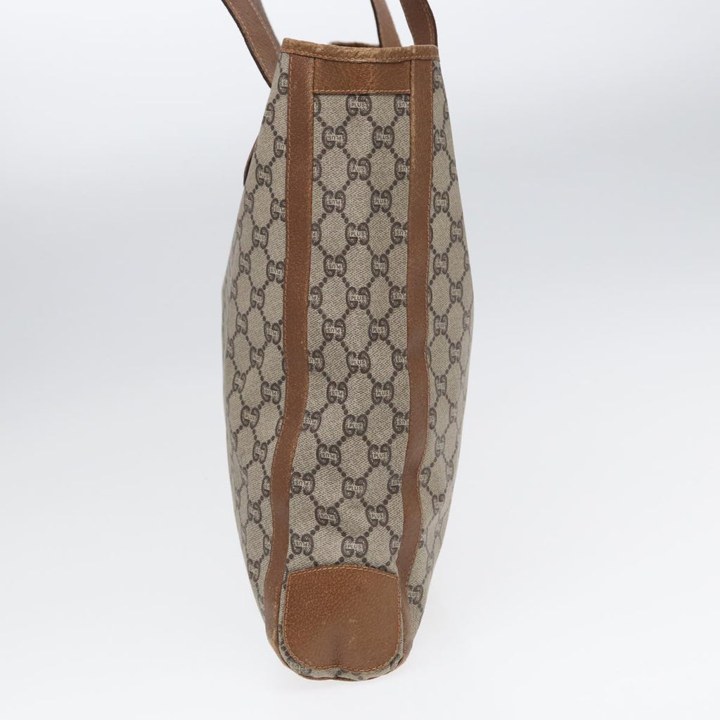 GUCCI GG Plus Supreme Tote Bag PVC Leather Beige Brown Gold yk14822