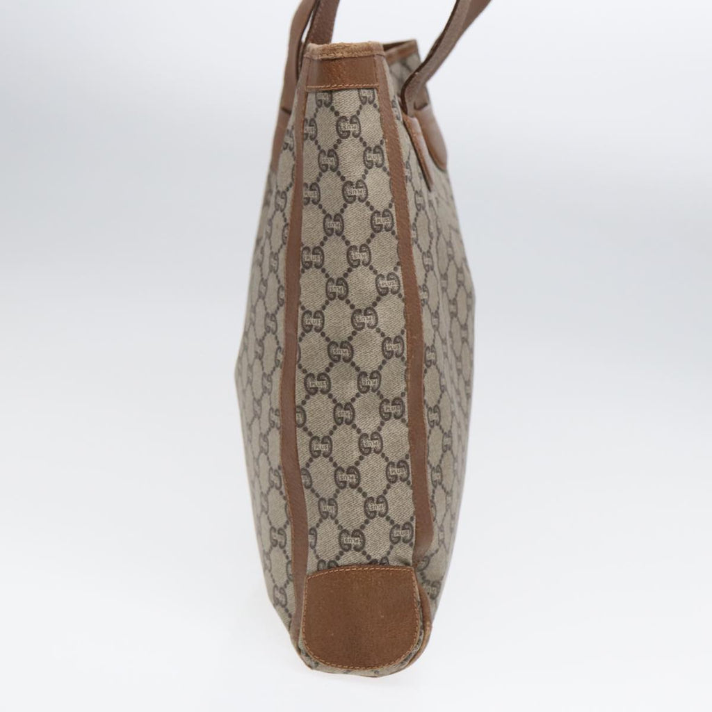 GUCCI GG Plus Supreme Tote Bag PVC Leather Beige Brown Gold yk14822