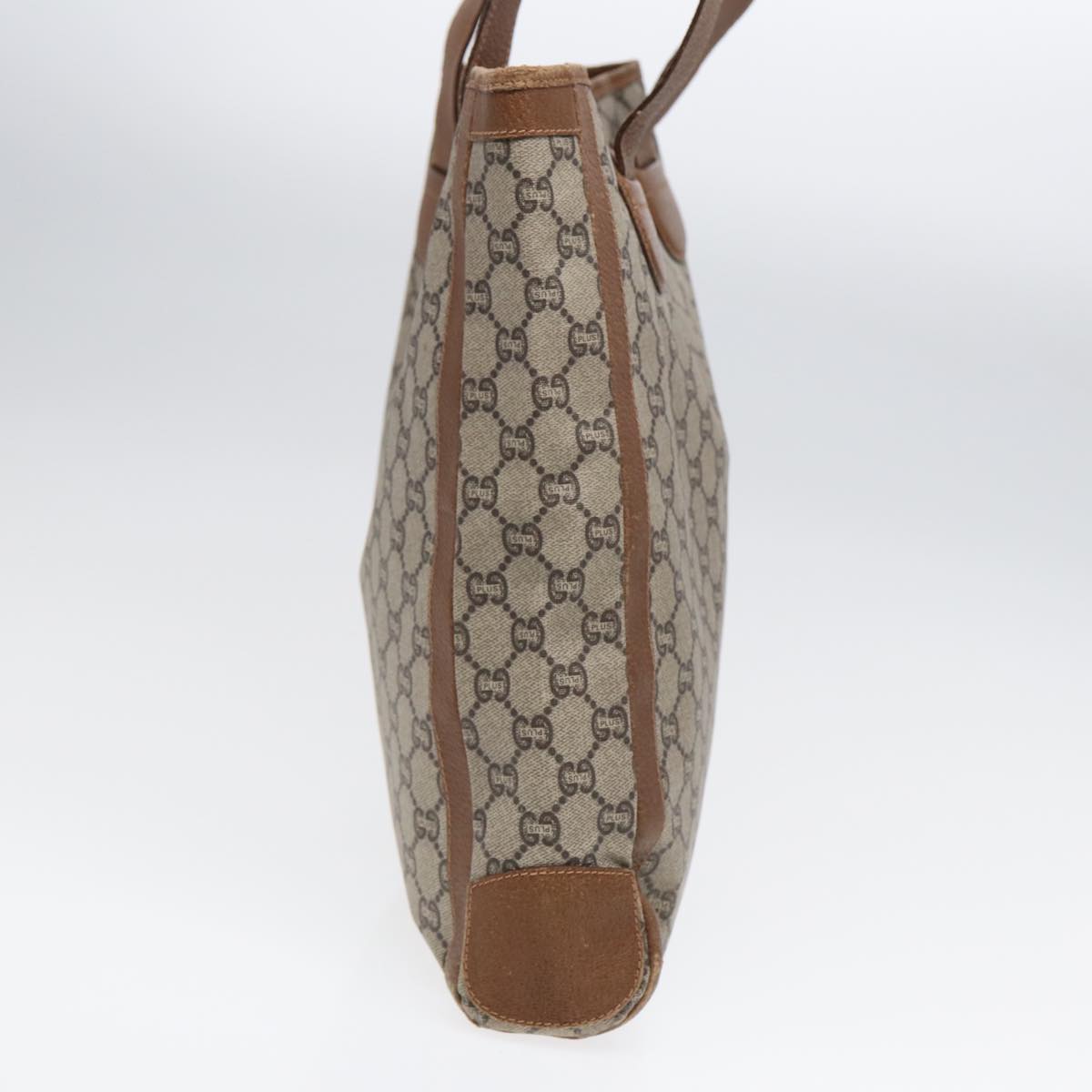 GUCCI GG Plus Supreme Tote Bag PVC Leather Beige Brown Gold yk14822