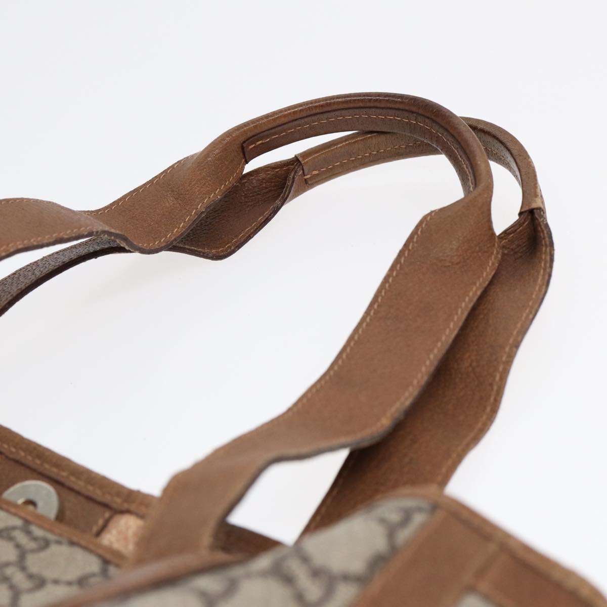 GUCCI GG Plus Supreme Tote Bag PVC Leather Beige Brown Gold yk14822