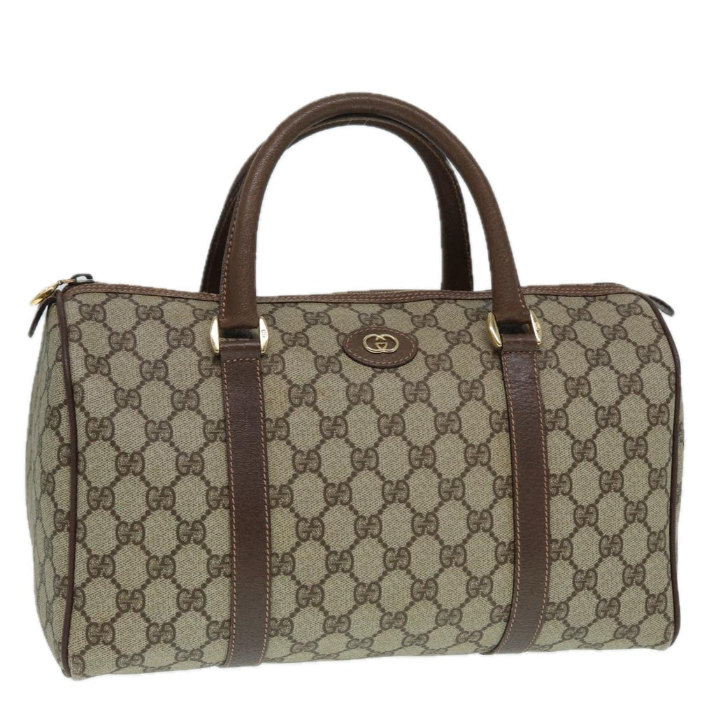 GUCCI GG Supreme Boston Bag PVC Leather Beige Gold 002 39 6842 yk14835