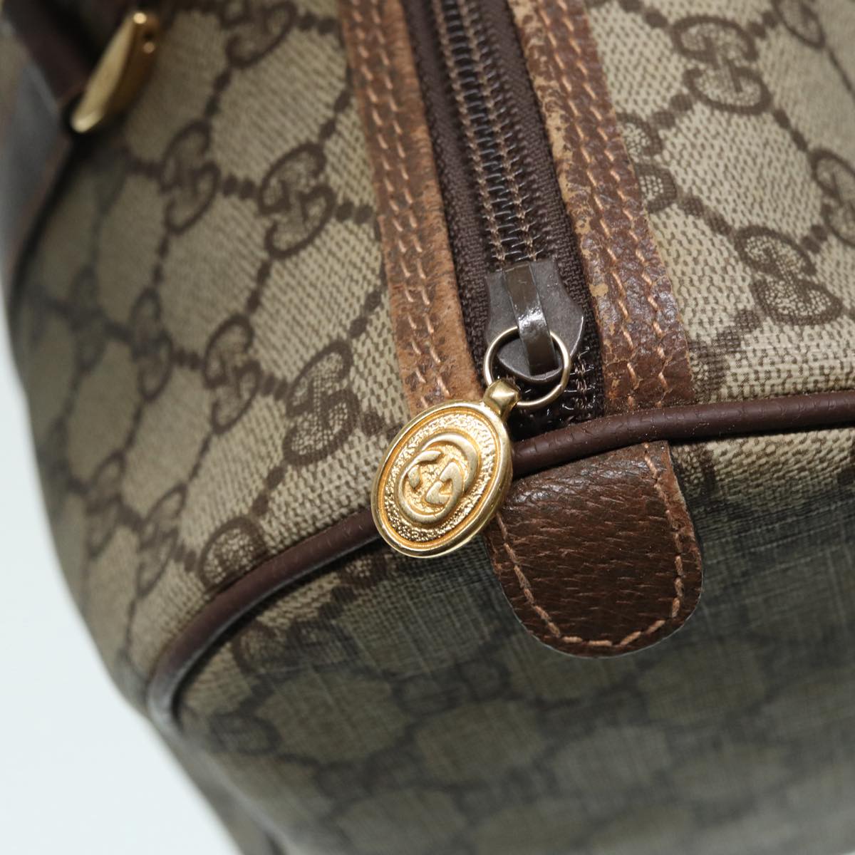 GUCCI GG Supreme Boston Bag PVC Leather Beige Gold 002 39 6842 yk14835