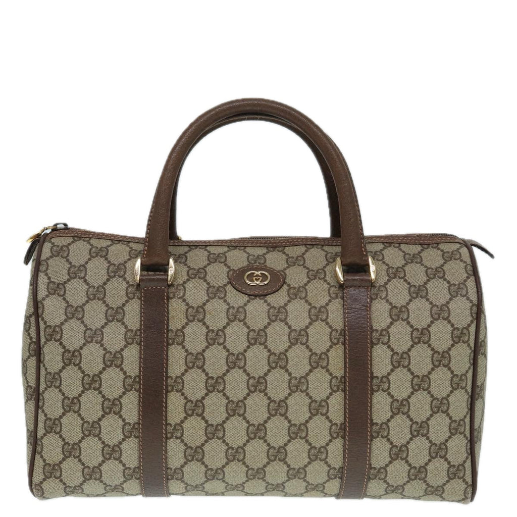 GUCCI GG Supreme Boston Bag PVC Leather Beige Gold 002 39 6842 yk14835