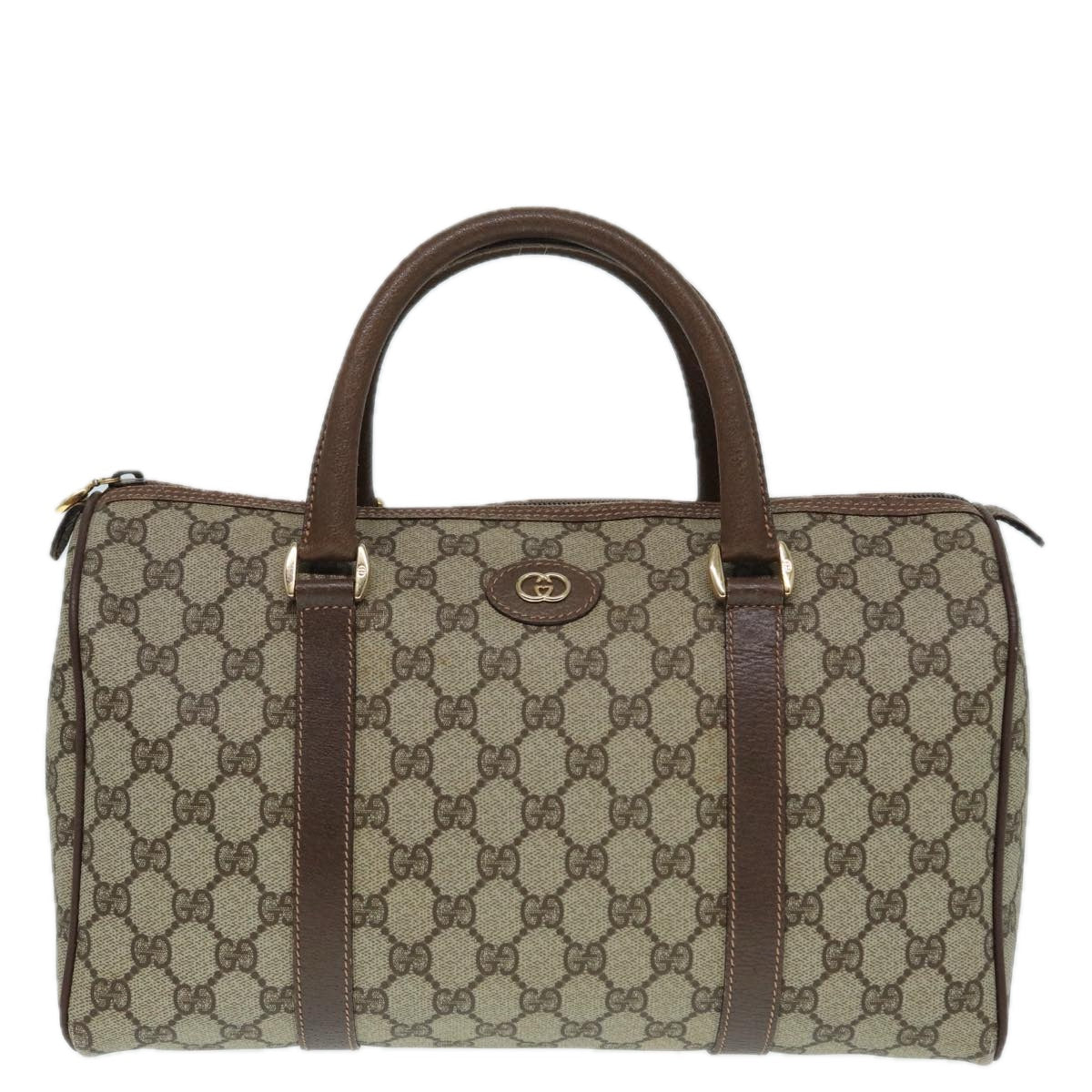 GUCCI GG Supreme Boston Bag PVC Leather Beige Gold 002 39 6842 yk14835