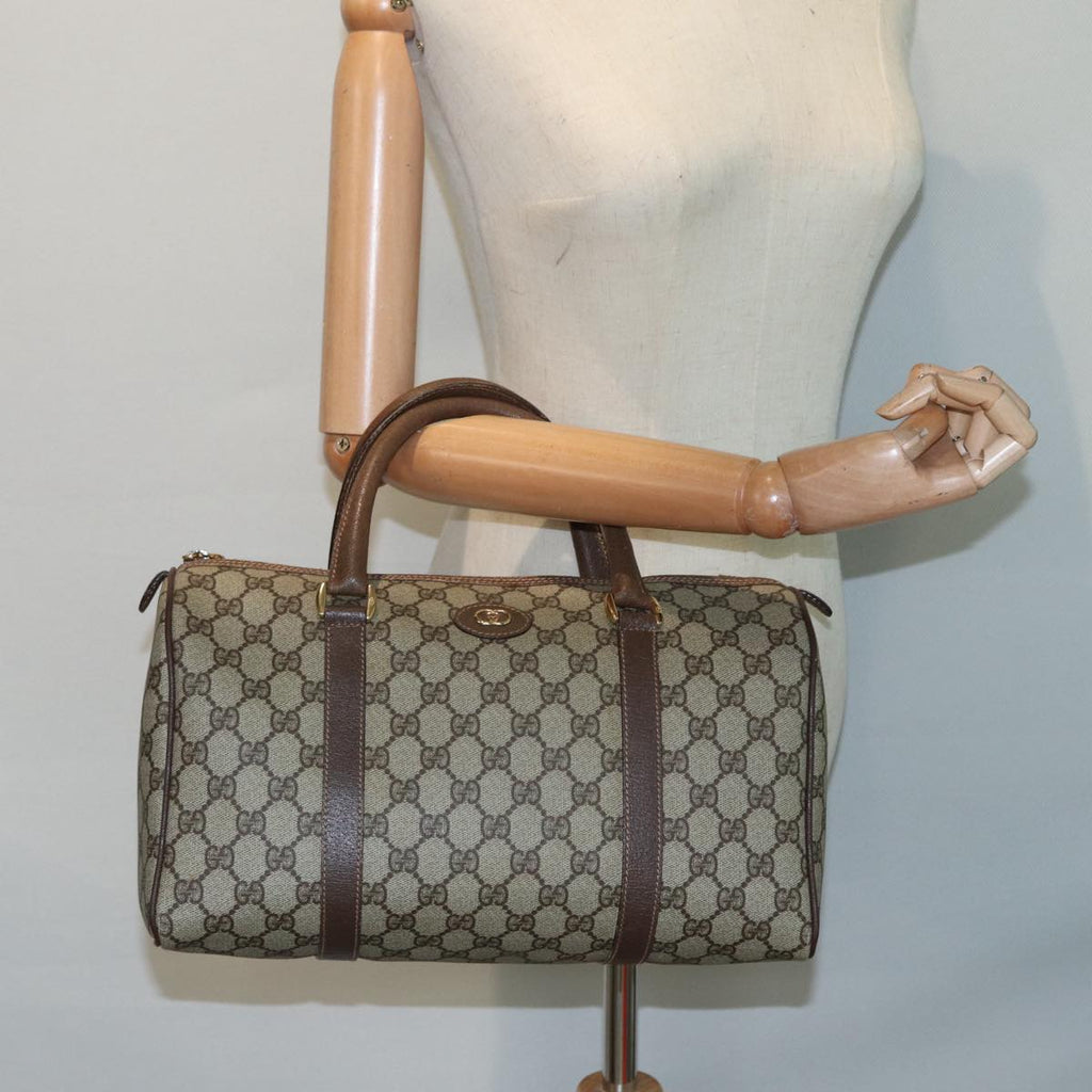 GUCCI GG Supreme Boston Bag PVC Leather Beige Gold 002 39 6842 yk14835