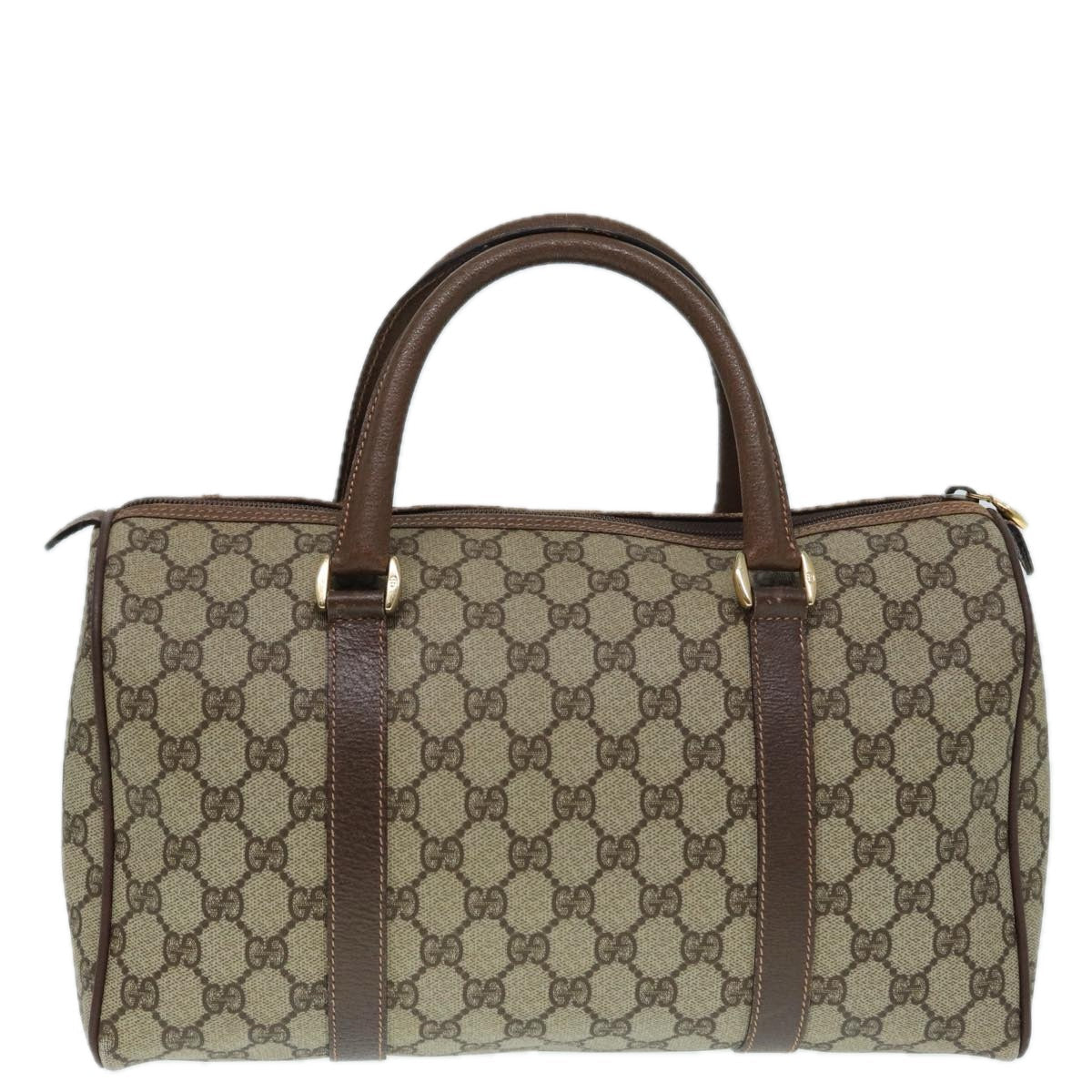 GUCCI GG Supreme Boston Bag PVC Leather Beige Gold 002 39 6842 yk14835